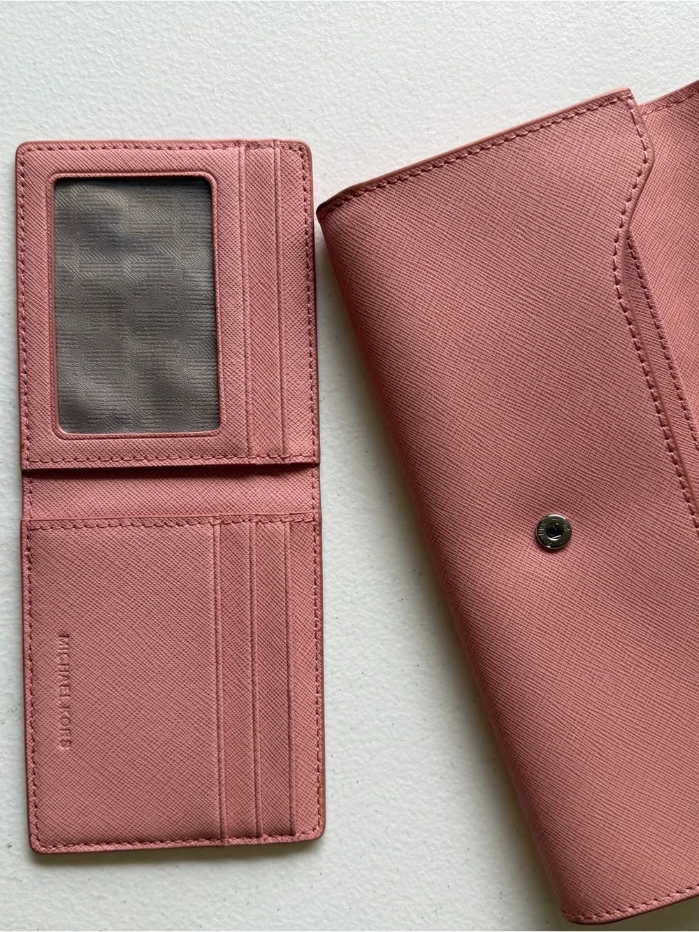 Michael Kors Juliana Saffiano Leather Large Flap Leather Wallet-Pale Pink